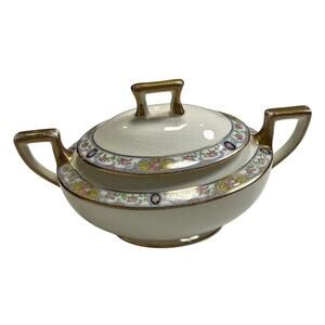 Vintage 1920s Homer Laughlin Covered Sugar Dish and Lid Pattern K4315m - Flawed